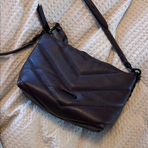 Rebecca Minkoff Edie Chain Chevron Black Leather Shoulder Crossbody Bag